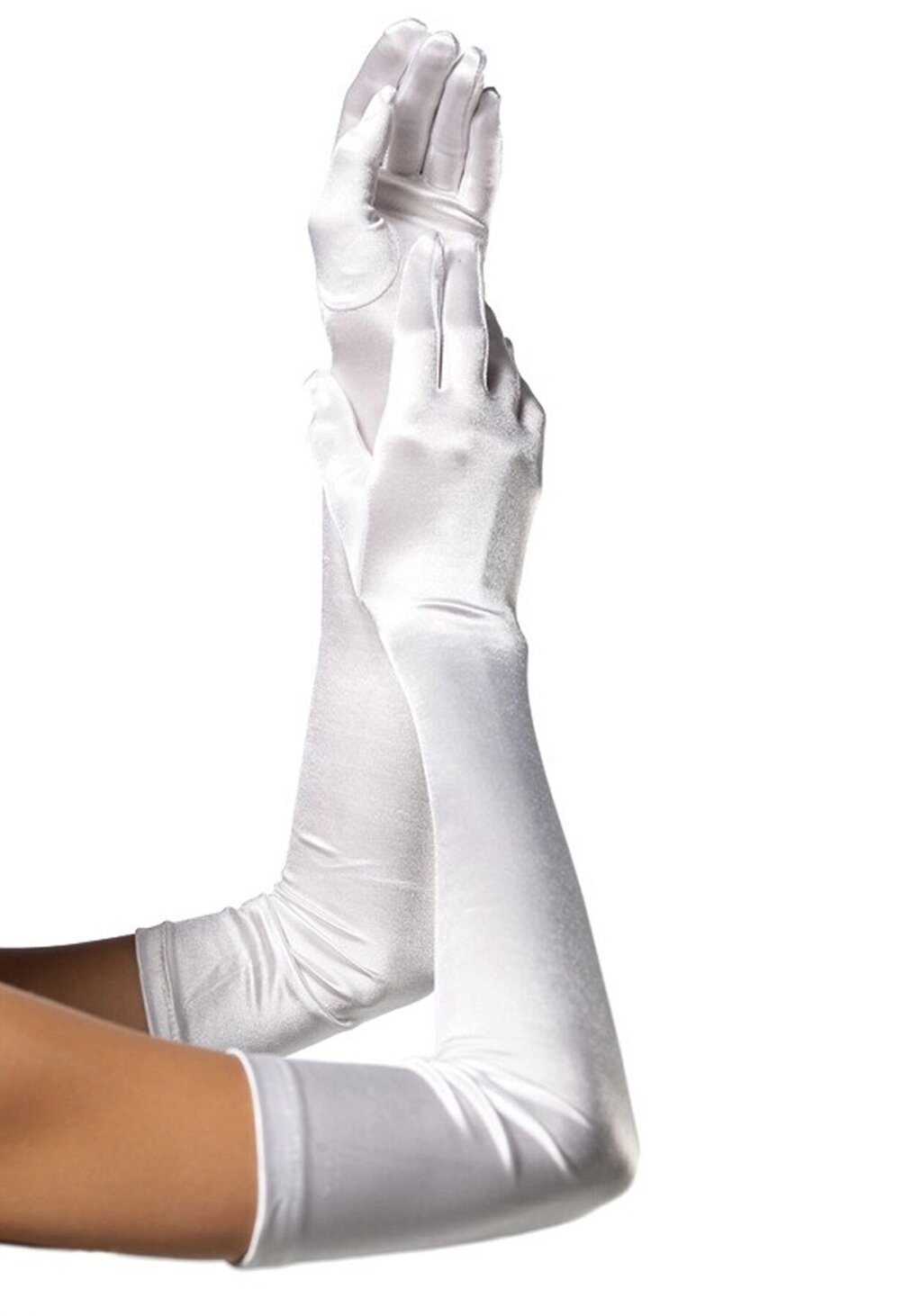 Довгі атласні рукавички Leg Avenue Extra Long Satin Gloves, One Size, білі від компанії Elektromax - фото 1