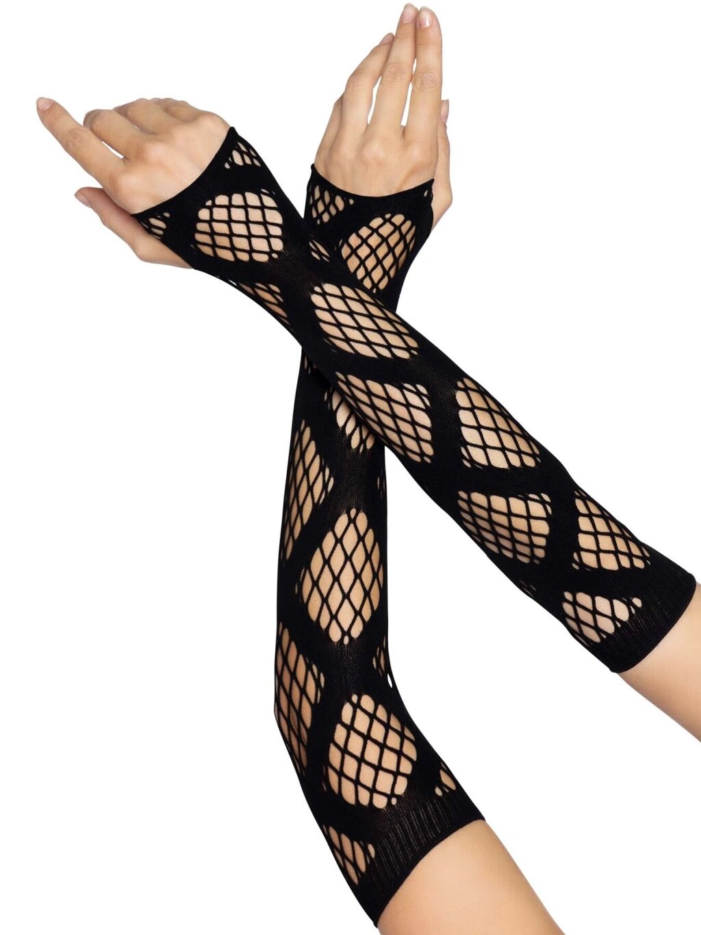 Довгі мітенки Leg Avenue Faux wrap net arm warmers One size Black, велика сітка від компанії Elektromax - фото 1