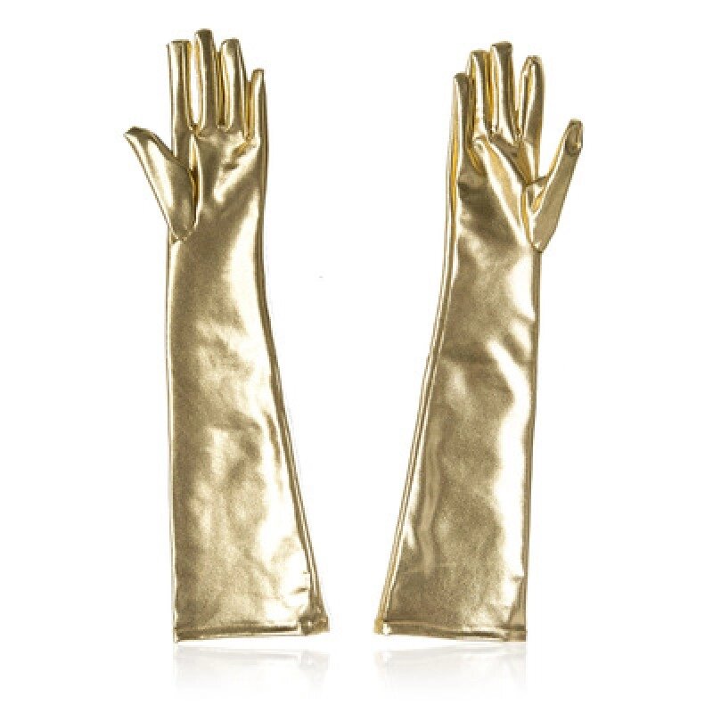 Довгі рукавички по лікоть Fetish Five Fingers Gloves Golden від компанії Elektromax - фото 1