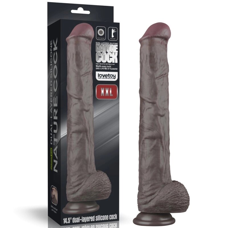 Dual Layered Bendable Silicone Cock XXL (Black) 14.5 від компанії Elektromax - фото 1