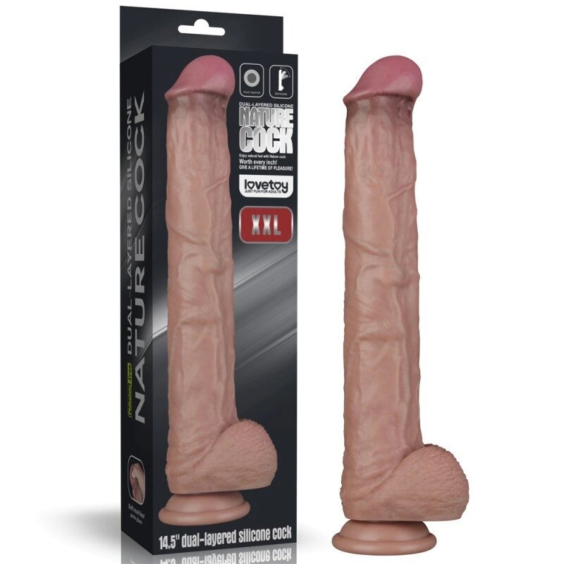 Dual Layered Bendable Silicone Cock XXL (Flesh) 14.5 від компанії Elektromax - фото 1