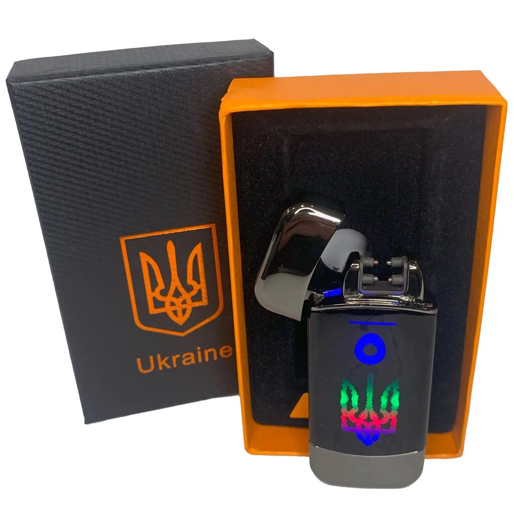 Дугова електроімпульсна запальничка із USB-зарядкою Україна LIGHTER HL-439, із зарядкою. Колір: чорний від компанії Elektromax - фото 1