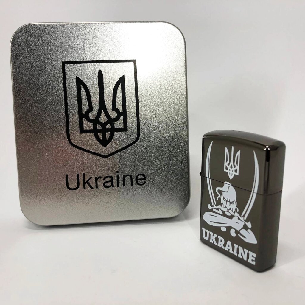 Дугова електроімпульсна запальничка USB Україна (металева коробка) HL-449. Колір: чорний від компанії Elektromax - фото 1