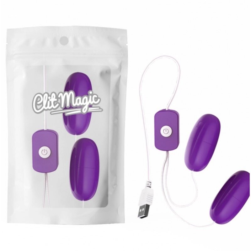 Два віброяйца для стимуляції Double Play Vibrator Purple від компанії Elektromax - фото 1
