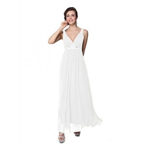 Елегантне біле плаття з мерехтливими стразами від компанії Elektromax - фото 1