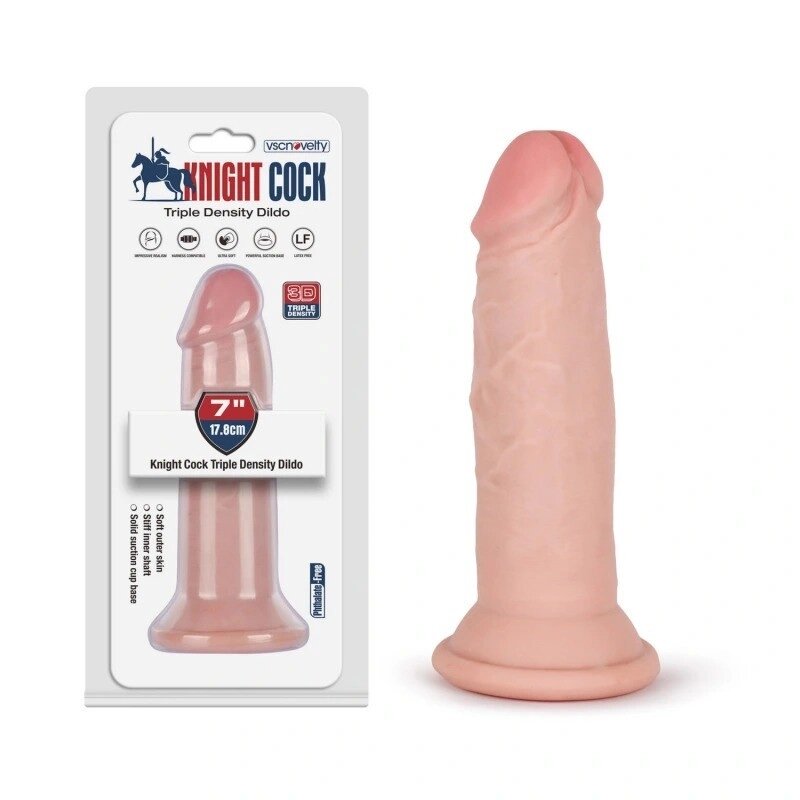 Фалоімітатор на присоске Knight Cock 3D Triple Density Dildo 7.0 від компанії Elektromax - фото 1