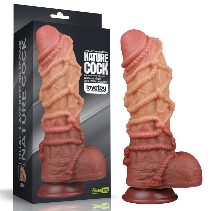 Фалоімітатор рельєфний Dual layered Platinum Silicone Cock with Rope 10.5 від компанії Elektromax - фото 1