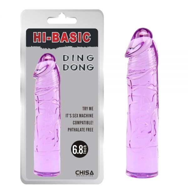 Фіолетовий гелевий  Масажер   Hi-Basic Ding Dong 6.8 від компанії Elektromax - фото 1