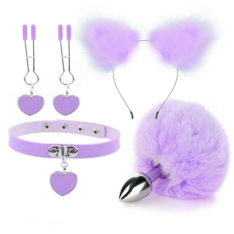 Фіолетовий ніжний бдсм комплект Fur Sexy Kit від компанії Elektromax - фото 1