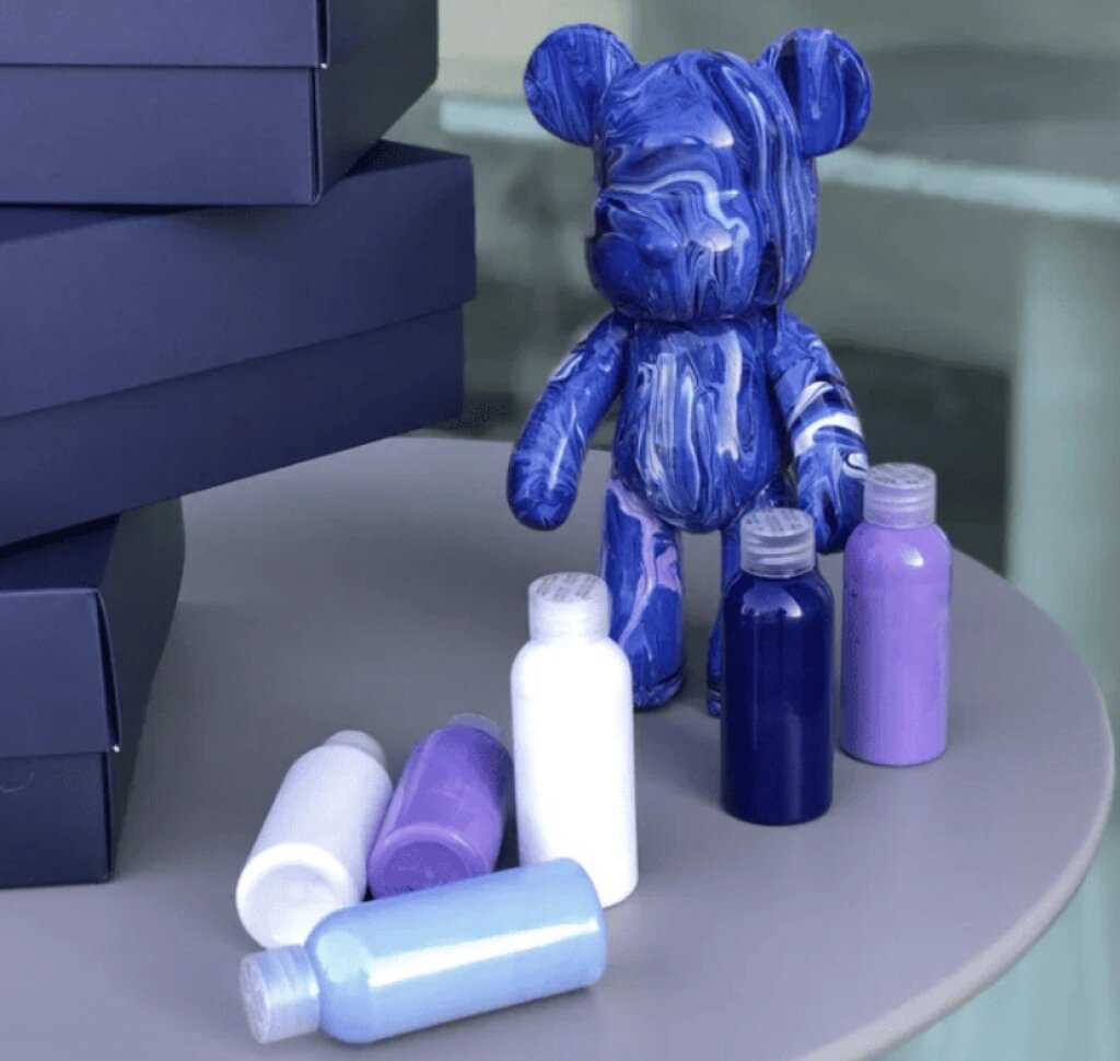 Флюїдне ведмежатко fluid bear bearbrick, 23 см, з фарбами BLUE від компанії Elektromax - фото 1