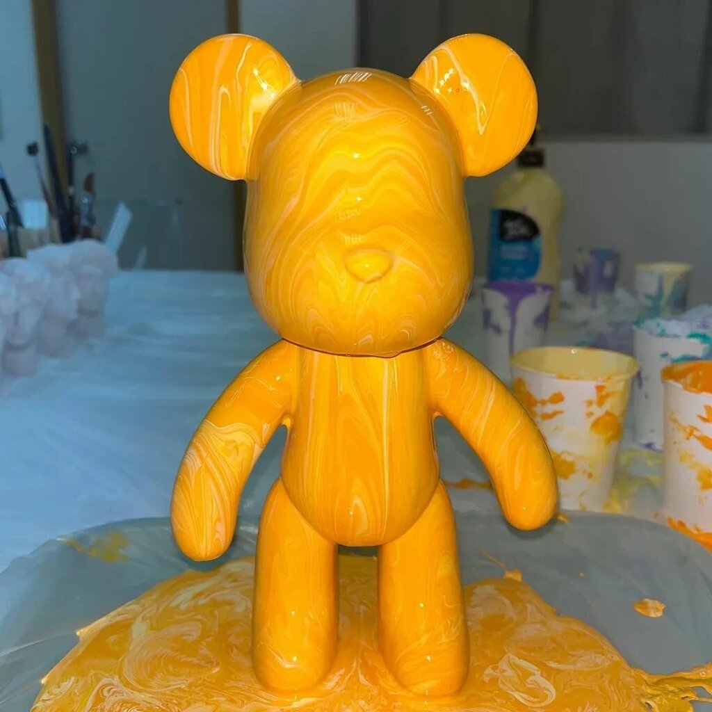 Флюїдне ведмежатко fluid bear bearbrick, 23 см, з фарбами YELLOW від компанії Elektromax - фото 1