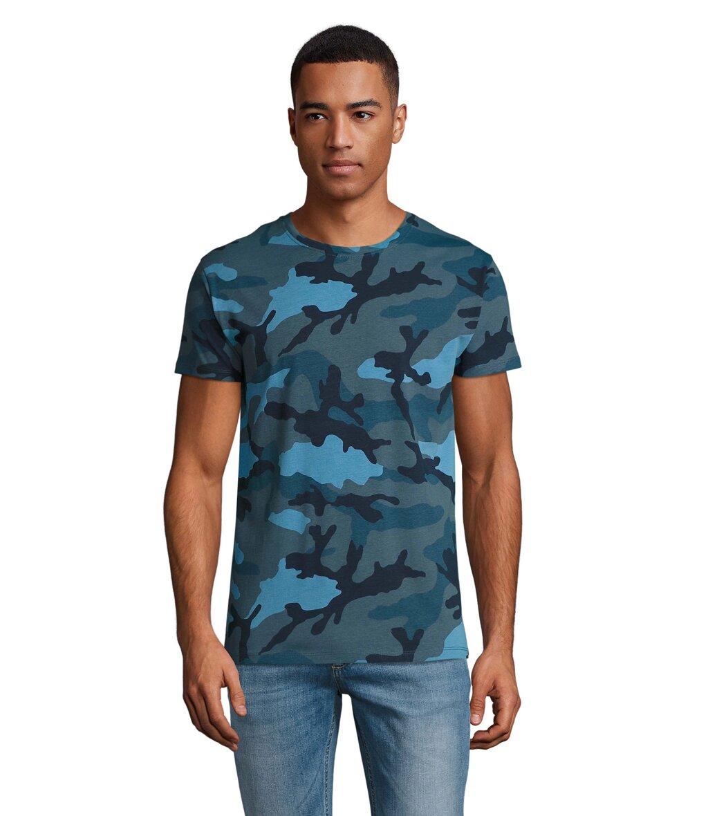 Футболка чоловіча SOL'S Camo men (синій камуфляж, 2XL) від компанії Elektromax - фото 1