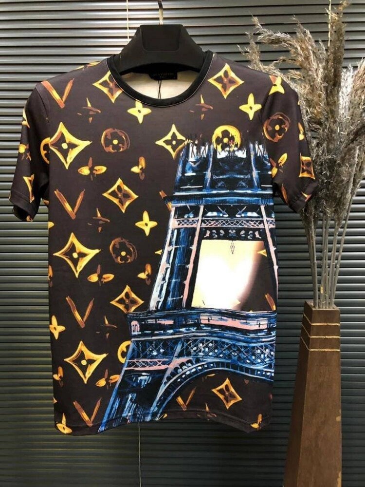 Футболка Louis Vuitton Brown ( золотий принт, вежа ) від компанії Elektromax - фото 1