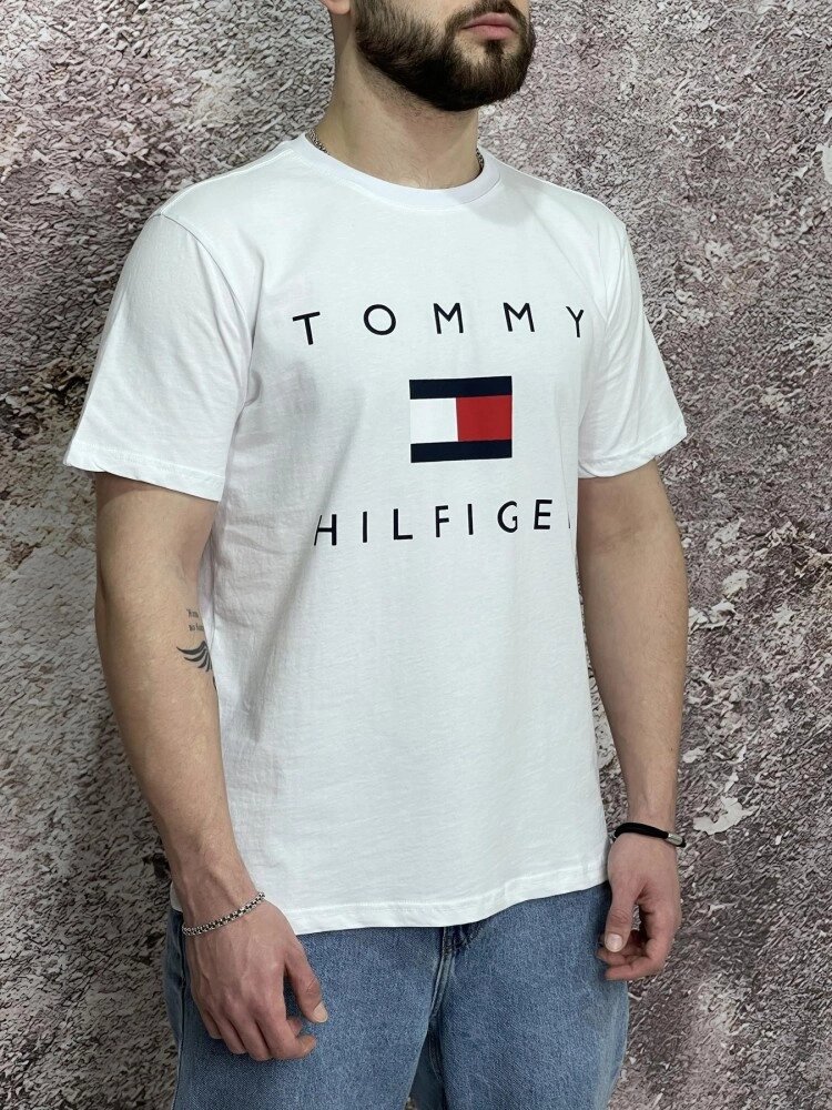 Футболка Tommy Hilfiger біла (вел. лого) від компанії Elektromax - фото 1