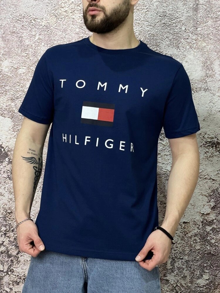 Футболка Tommy Hilfiger синя (вів. лого) від компанії Elektromax - фото 1