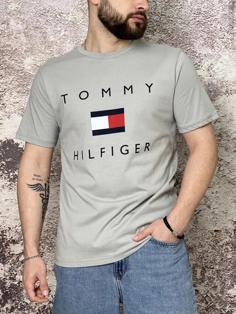 Футболка Tommy Hilfiger сіра (вел. лого) від компанії Elektromax - фото 1