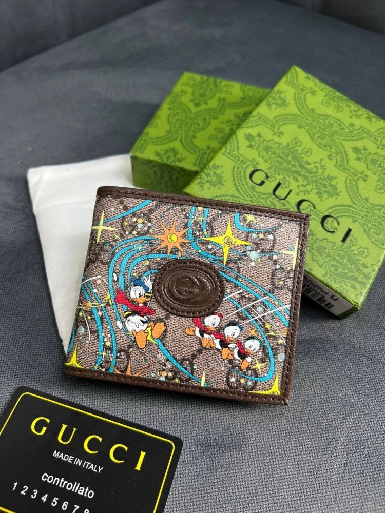 Гаманець коричневий Gucci x Disney GG Supreme Donald Duck Web logo k405 від компанії Elektromax - фото 1