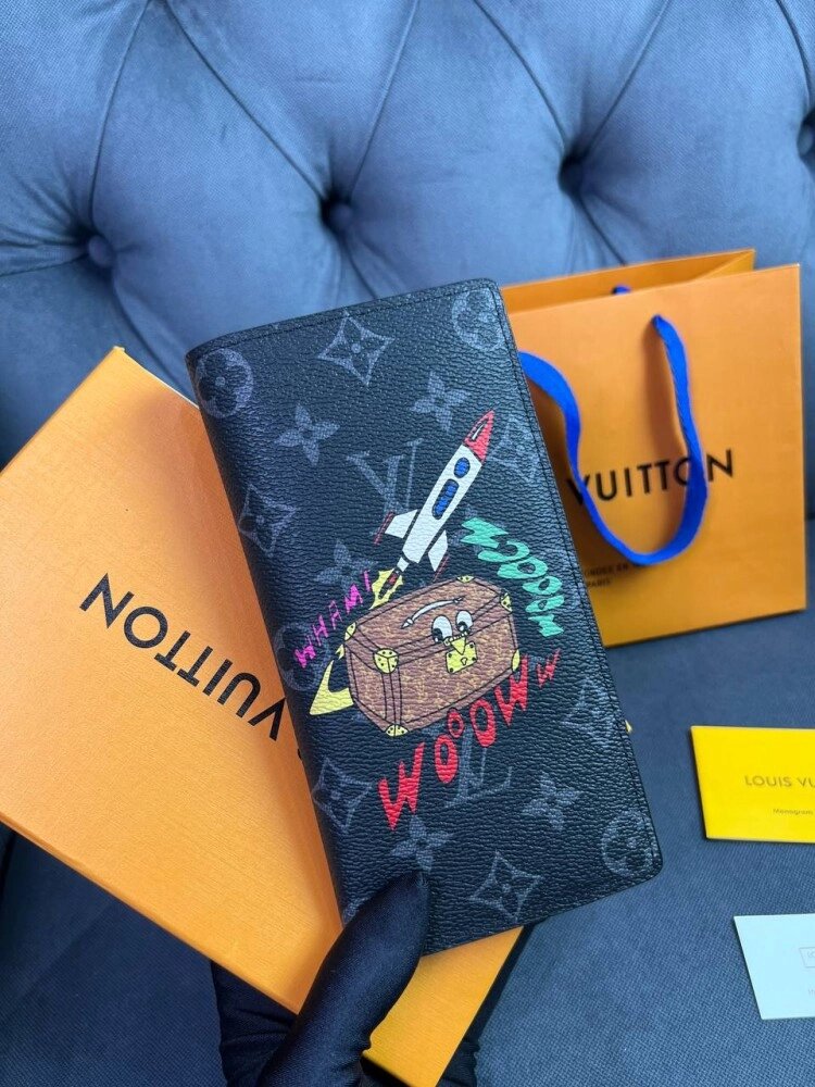 Гаманець сірий Louis Vuitton Brazza limited editioniVirgil Abloh “Wham, Zoom, Woow” k410 від компанії Elektromax - фото 1