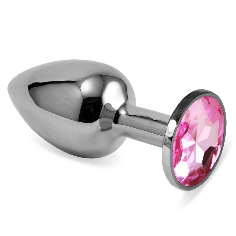 Гладка анальна пробка з рожевим каменем Silver Rosebud Classic Metal Plug Small від компанії Elektromax - фото 1