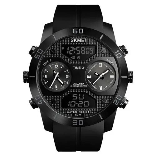 Годинник наручний чоловічий SKMEI 1355BK, протиударний годинник, годинник для військовослужбовців. Колір: чорний від компанії Elektromax - фото 1