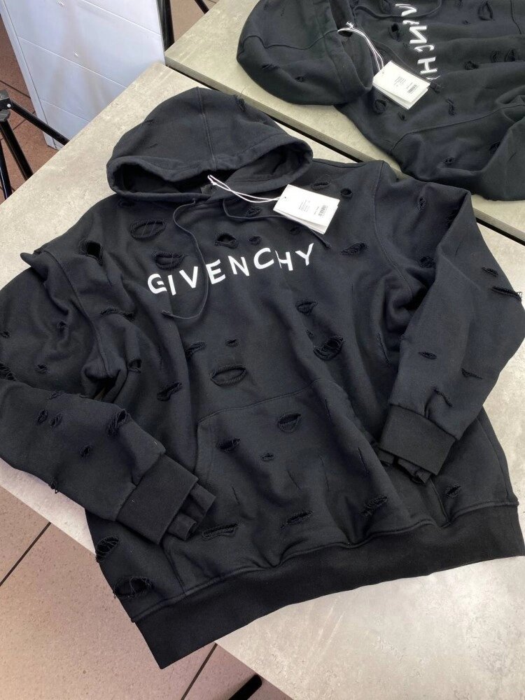 Худі чорний Givenchy з білим логотипом sg234 від компанії Elektromax - фото 1