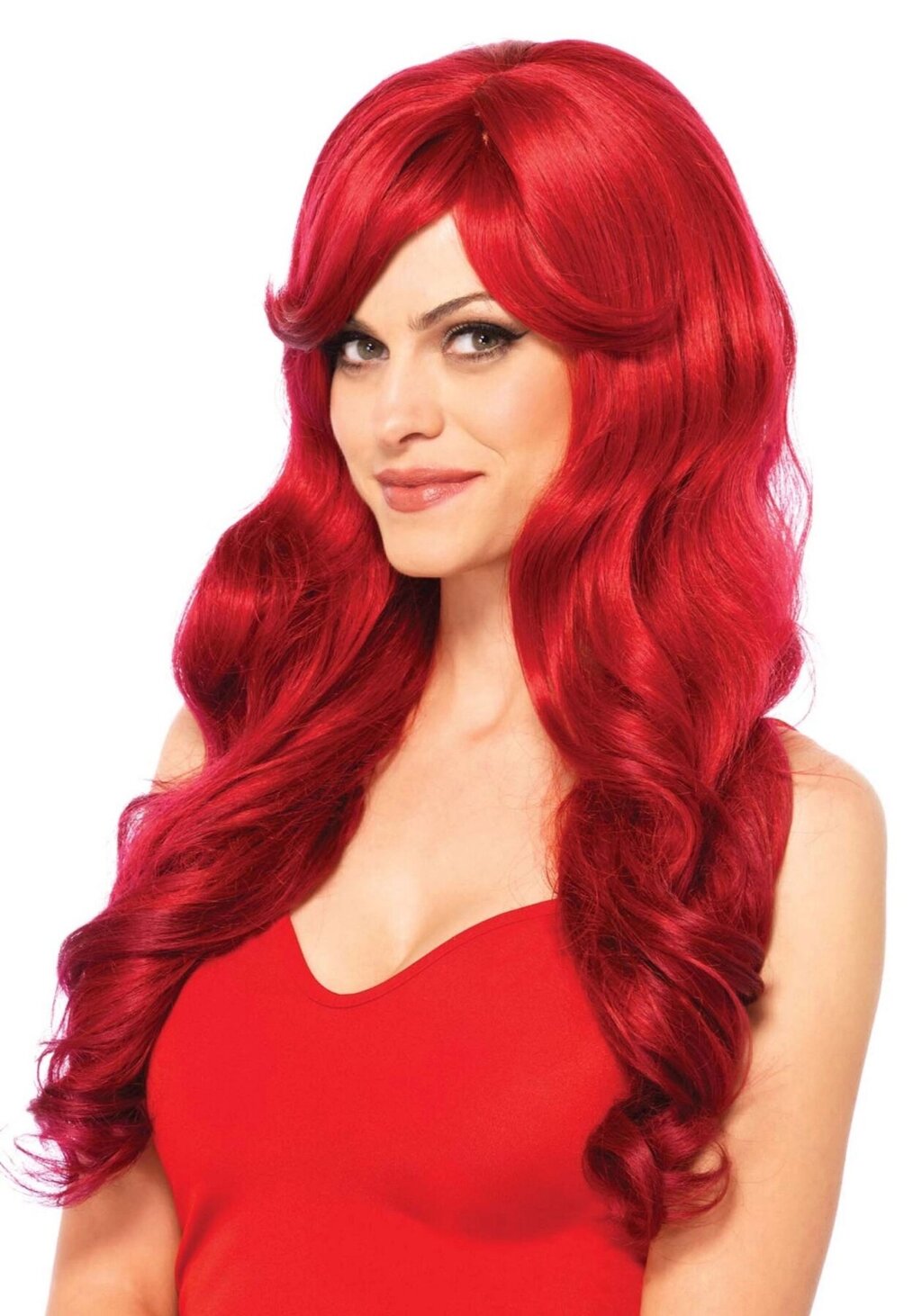 Хвиляста перука з косим чубчиком Leg Avenue Long Wavy Wig 68 см, червона від компанії Elektromax - фото 1