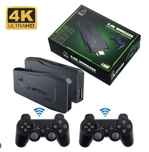 Ігрова приставка M8 64 gb Mini Game Stick 4K HDMI + 2 бездротові джойстики, консоль для телевізора від компанії Elektromax - фото 1