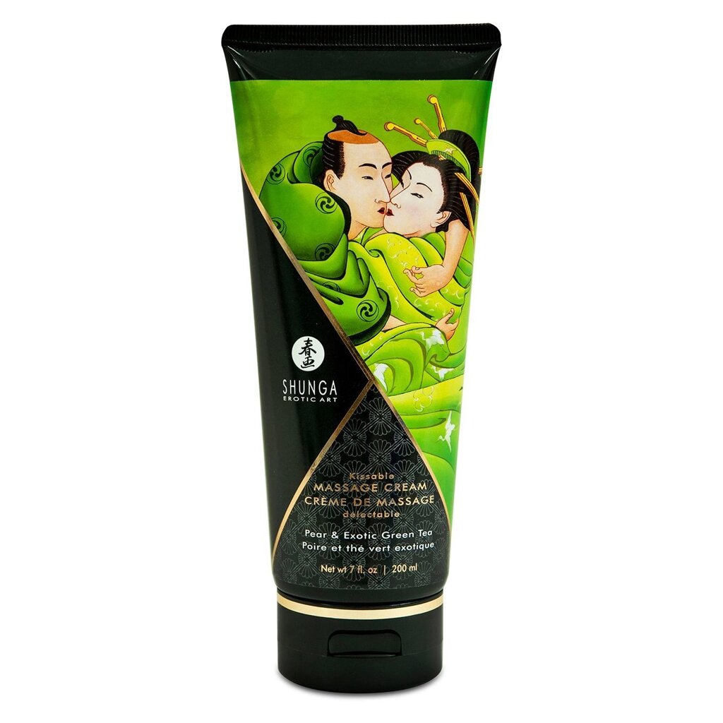 Їстівний масажний крем Shunga Kissable Massage Cream – Pear & Exotic Green Tea (200 мл) від компанії Elektromax - фото 1