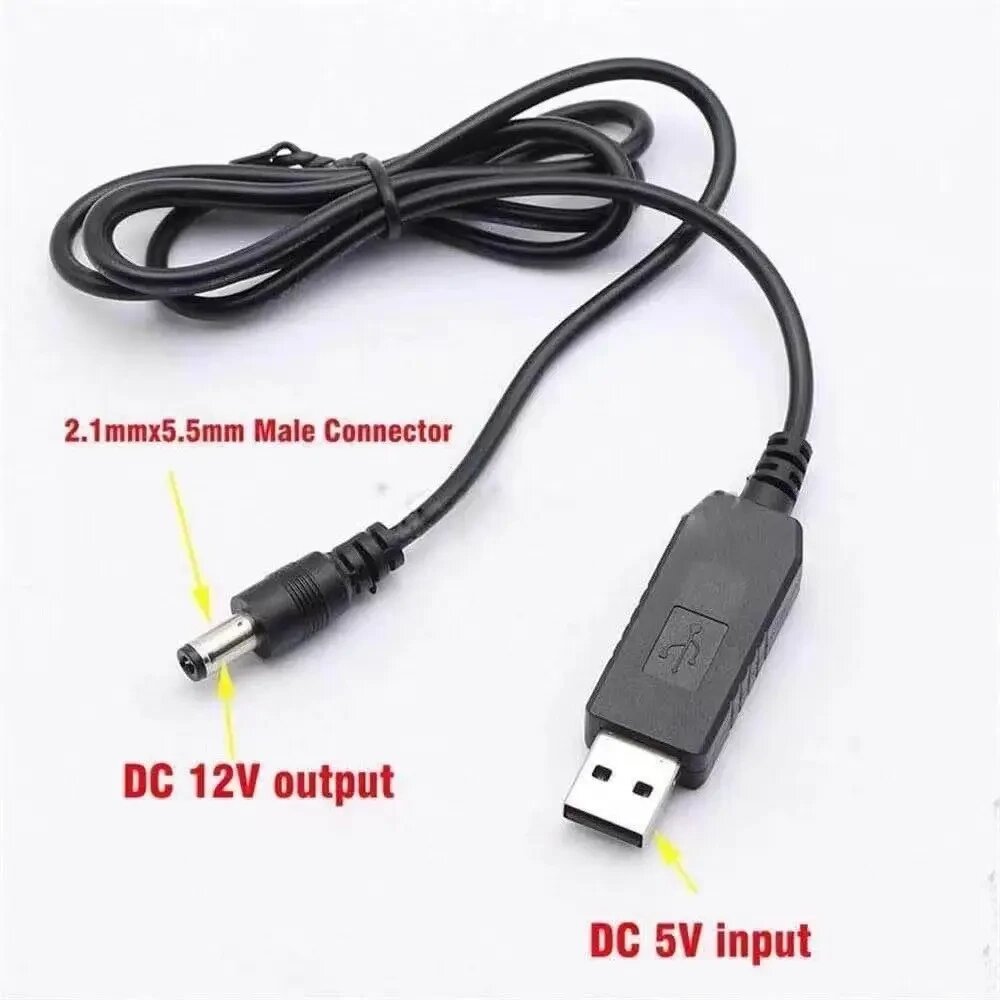 Кабель usb dc 12 v, usb дріт для під'єднання роутера до повербанка, DC 5.5x2.1 мм від компанії Elektromax - фото 1