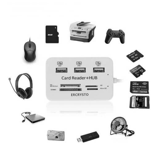 Картридер для читання карт-концентраторів HUB USB Combo 2.0 USB/MS/MS Pro DUO/SD/M2/MMC/MicroSD від компанії Elektromax - фото 1