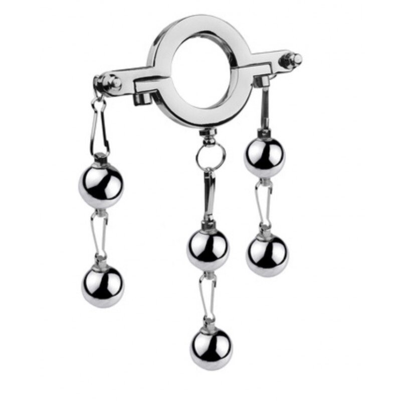 Кільце утяжелітель для Неї з кульками Cock Ring With Double Weight Ball від компанії Elektromax - фото 1