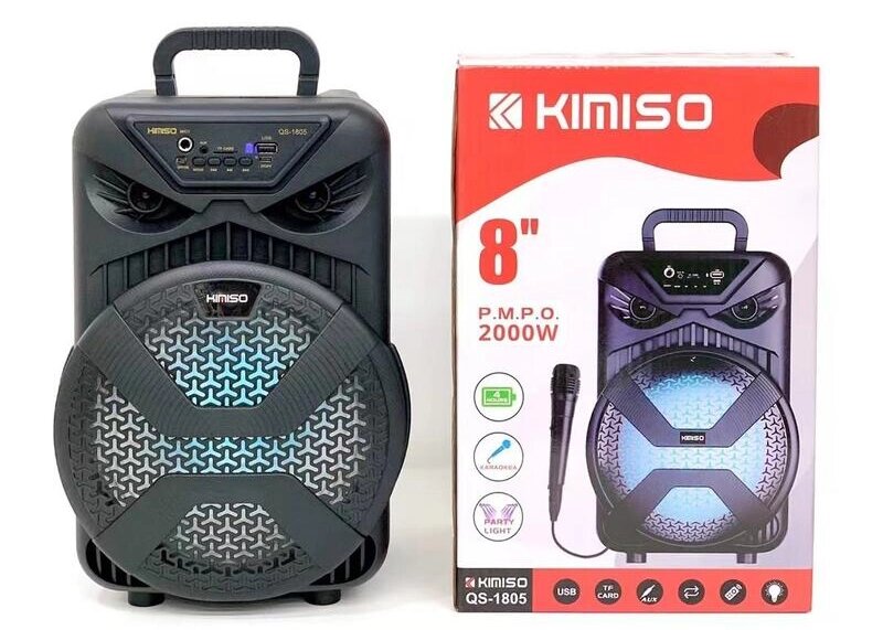 Kimiso новий QS-1805 8-дюймовий портативний динамік високої потужності з дротовим мікрофоном вуличний динамік від компанії Elektromax - фото 1