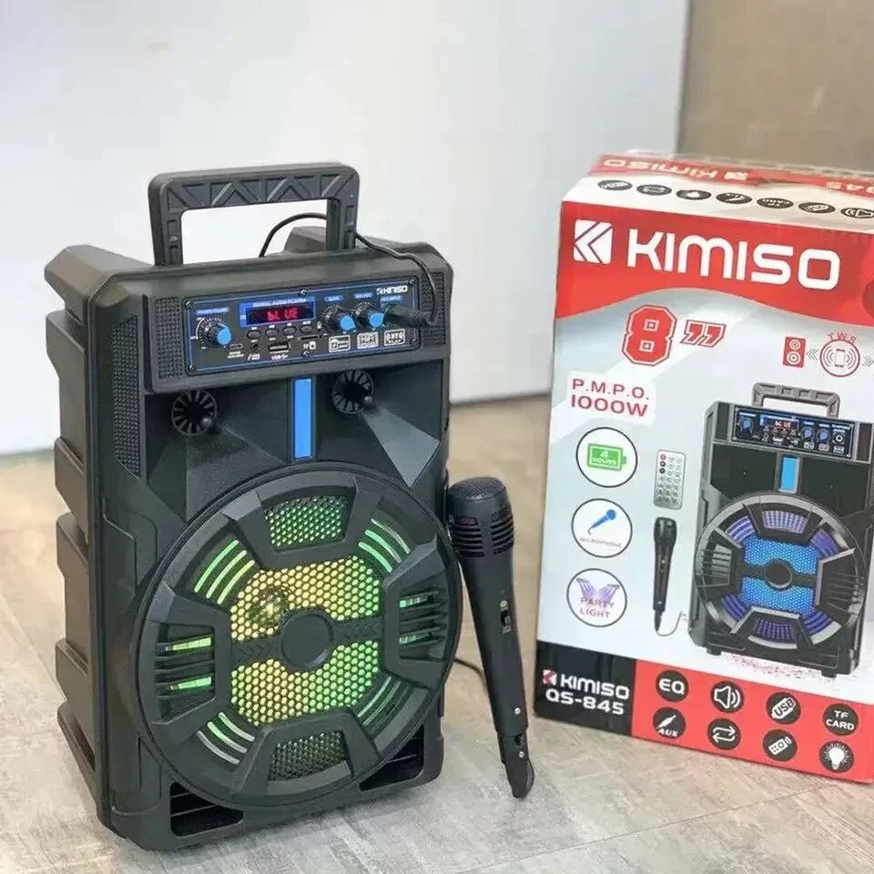 Kimiso QS-845 8" Бездротова портативна bluetooth колонка валіза з караоке від компанії Elektromax - фото 1