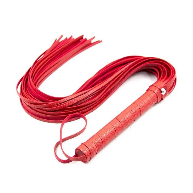 Класична червона батіг з рукояткою Leather Whip Red від компанії Elektromax - фото 1