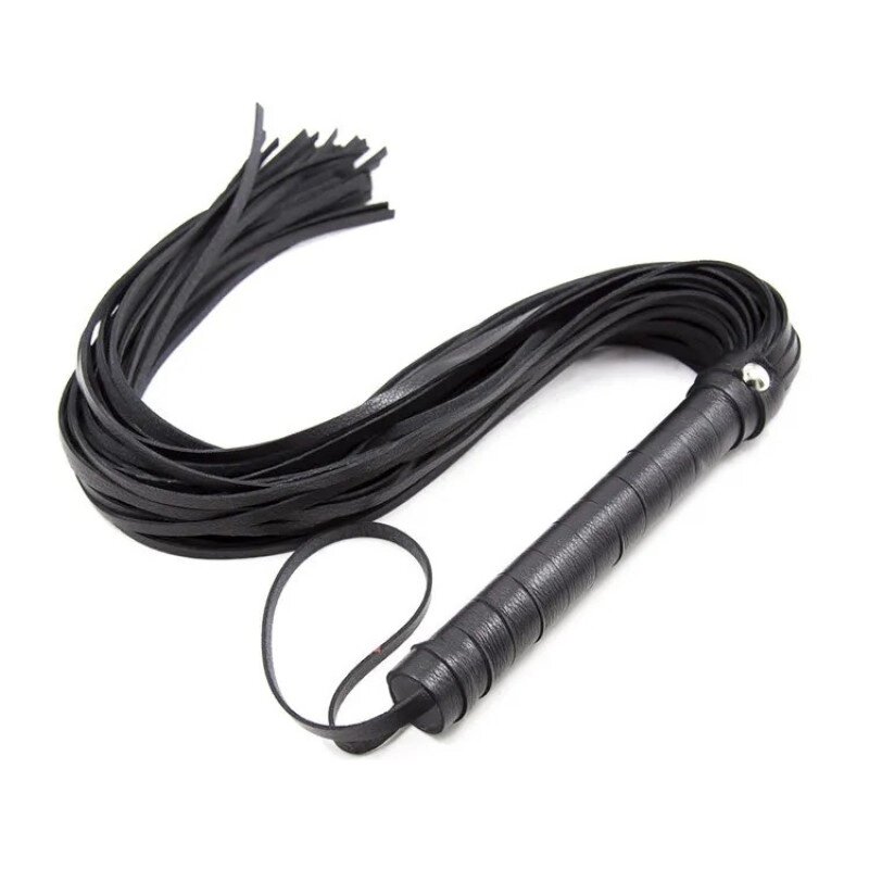 Класична чорна батіг з рукояткою Leather Whip Black від компанії Elektromax - фото 1