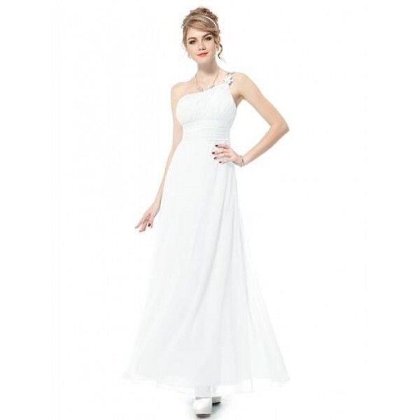 Коктейль довге біле плаття на одне плече від компанії Elektromax - фото 1