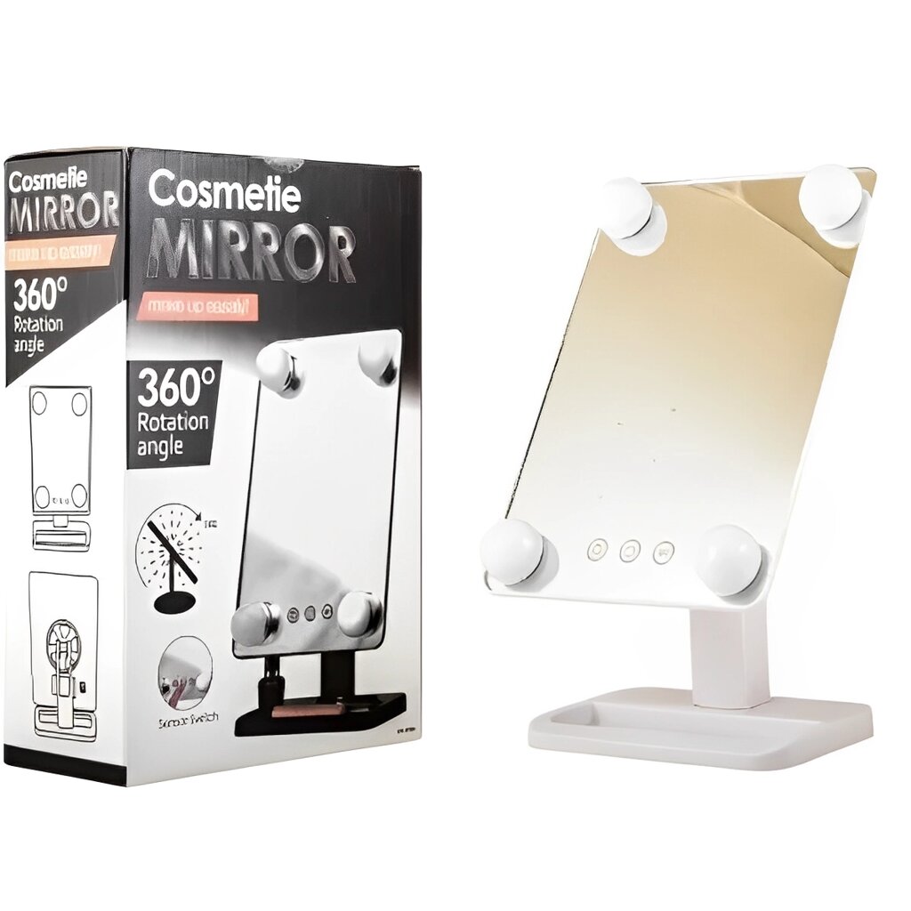 Компактне дзеркало з підсвіткою для макіяжу MCH Cosmetie Mirror 360 Rotation Angel з LED-підсвіткою для дому від компанії Elektromax - фото 1