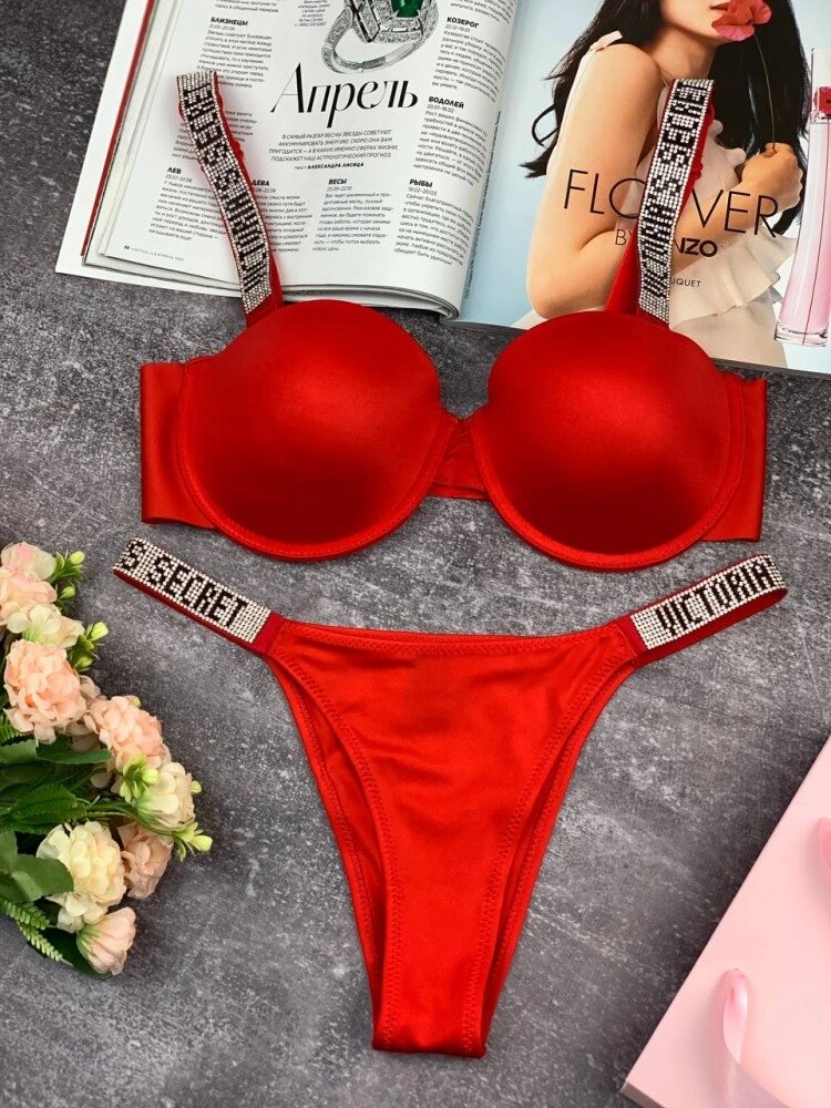 Комплект Victoria's Secret Балканет Червоний kk038 від компанії Elektromax - фото 1