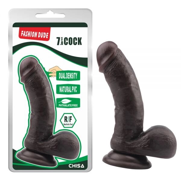 Коричневий фалоімітатор на присоске Fashion Dude 7.0 Inch Cock від компанії Elektromax - фото 1