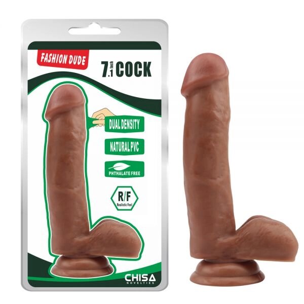 Коричневий фалоімітатор на присоске Fashion Dude 7.1 Inch Cock від компанії Elektromax - фото 1