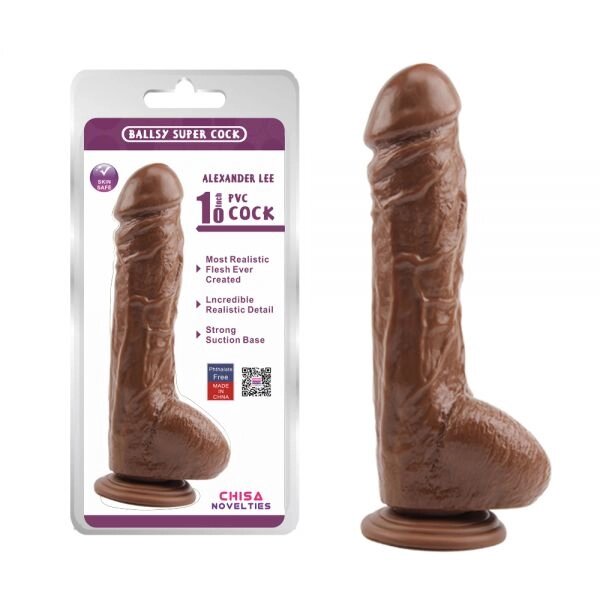 Коричневий  Масажер   на присоске Alexander Lee 10 Dildo від компанії Elektromax - фото 1