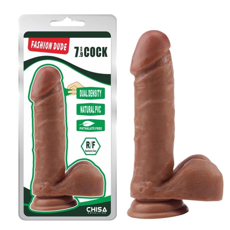 Коричневий  Масажер   на присоске Fashion Dude 7.9 Inch Cock від компанії Elektromax - фото 1