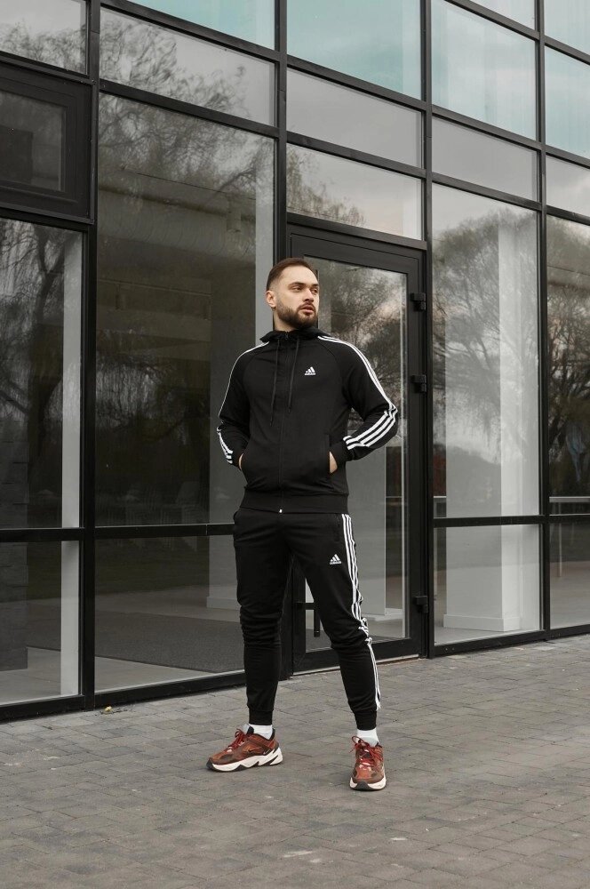 Костюм Adidas чорний + барсетка у подарунок від компанії Elektromax - фото 1