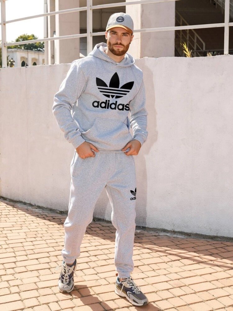 Костюм двонитка Lil hoodie+pants big logo світло-сірий + носки в подарок від компанії Elektromax - фото 1