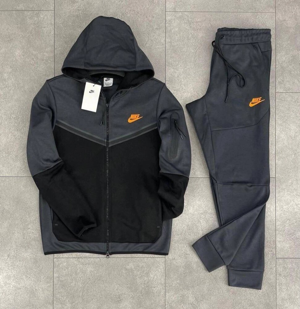 Костюм спортивний чорно графітовий Nike Tech fleece black&graphit від компанії Elektromax - фото 1