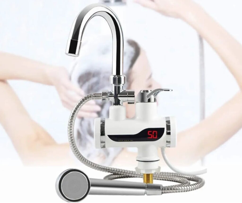 Кран-водонагрівач із душем нижнє під'єднання Instant electric heating water Faucet FT-001 від компанії Elektromax - фото 1