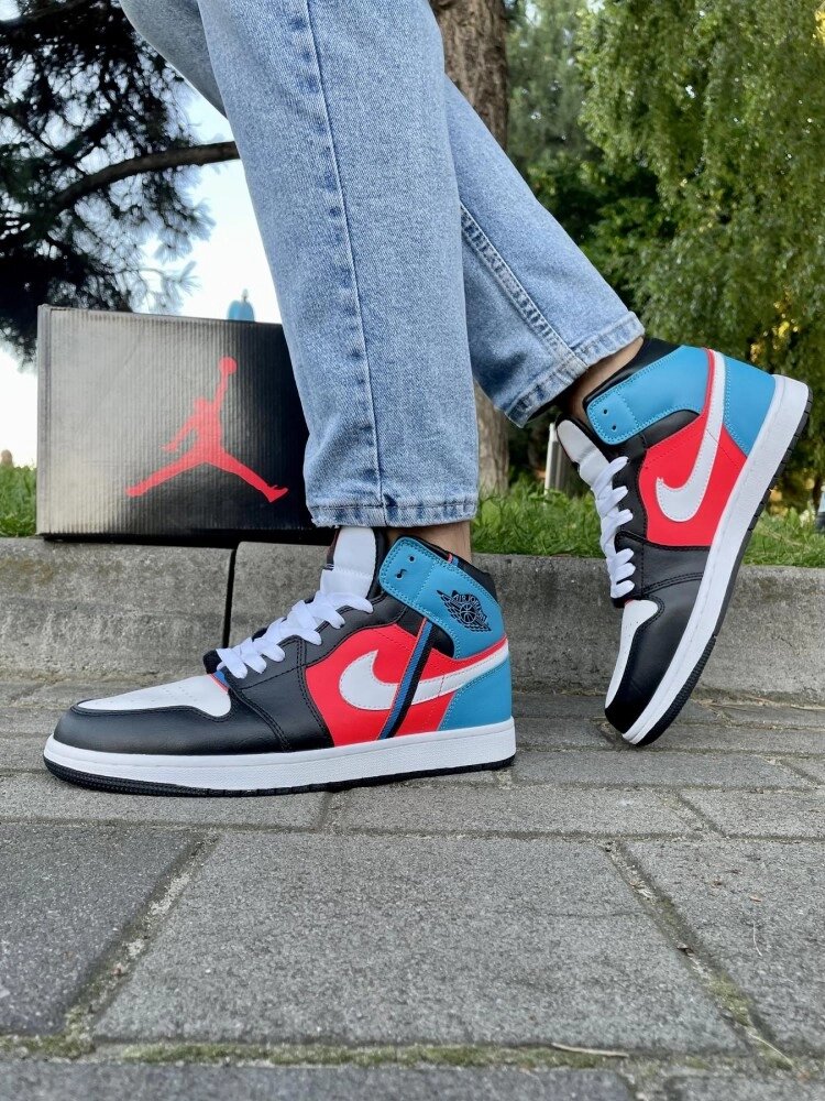 Кросівки Nike Air Jordan 1 (білий\червоний\синій\блакитний) від компанії Elektromax - фото 1