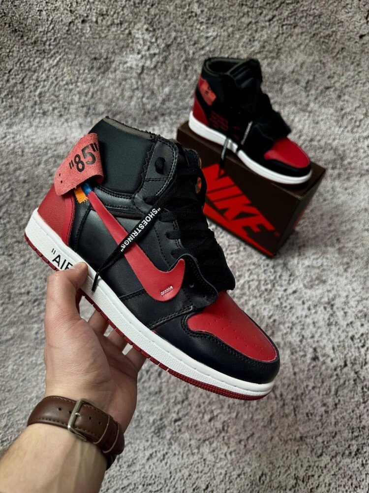 Кросівки Nike Air Jordan 1 x Off White чорно-червоні від компанії Elektromax - фото 1