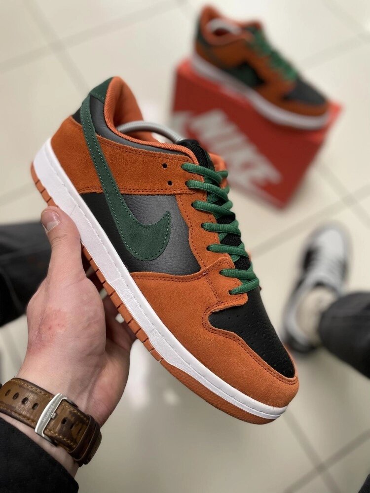 Кросівки Nike SB Dunk low PRO RETRO (green / orange / black) від компанії Elektromax - фото 1