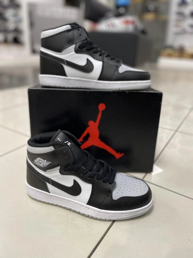 Кросівки високі Nike Air Jordan 1 (black white gray) від компанії Elektromax - фото 1